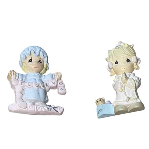 Precious Moments Figurine Brooch Pin 1980s Bundle Of Two - Picture 1 of 6